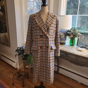 Womans Double Breasted Fall Plaid Coat Size Medium